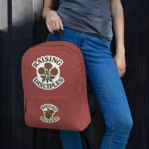 Christian Backpack with Roses & Crosses | Rough & Revived | Raising Disciples | Faith Design