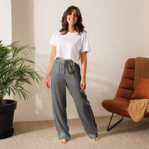 Christian Lounge Pants for Women | Grey Faith Pajamas with Roses & Cross | Rough & Revived Christian Apparel
