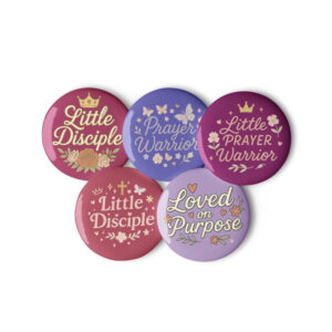 Christian Girls Button Set | Little Disciple & Prayer Warrior Pins | Faith Based Kids Button Set | 5 Piece Set