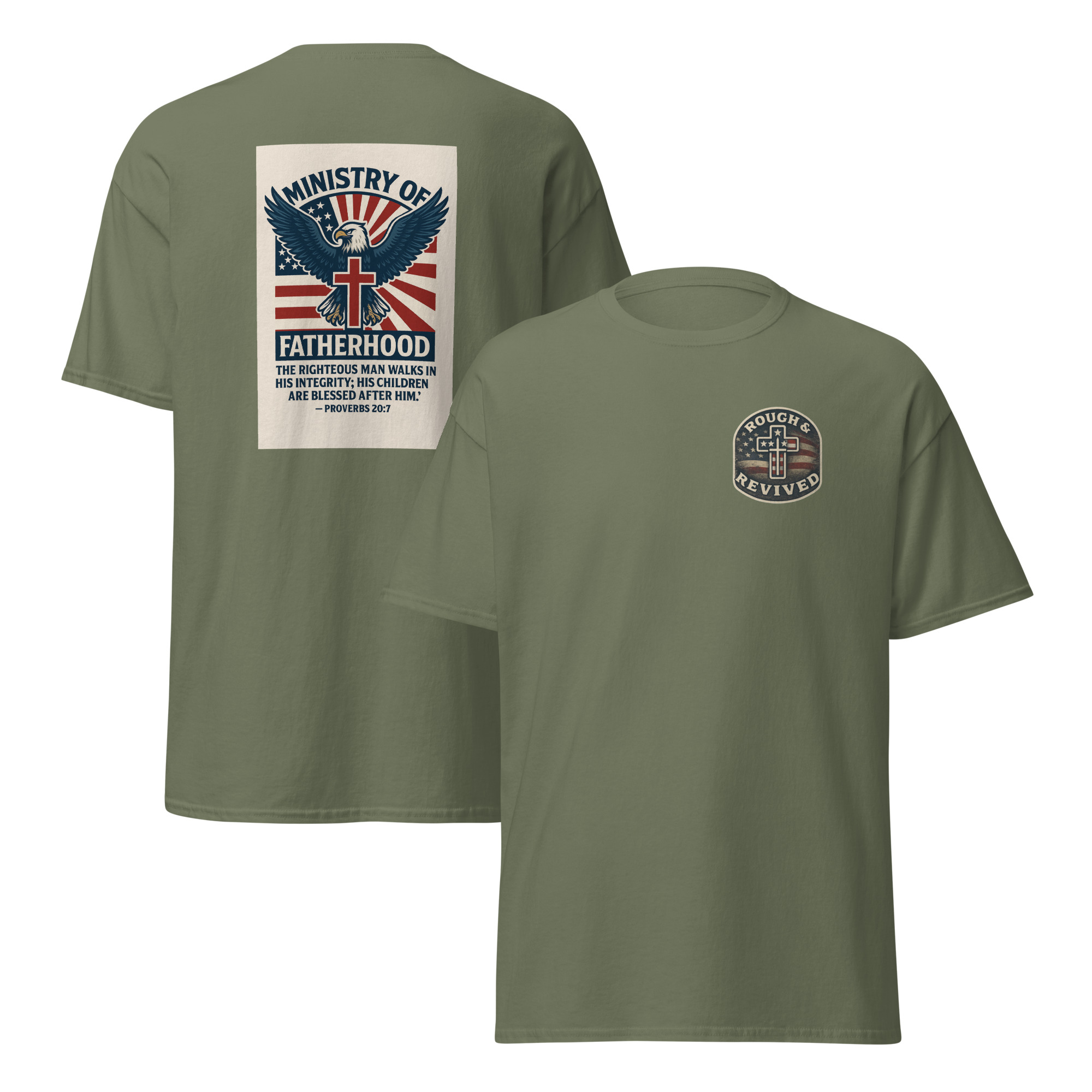 Ministry of Fatherhood Patriotic Eagle & Cross T-Shirt – Christian Dad Leadership Tee - Image 7