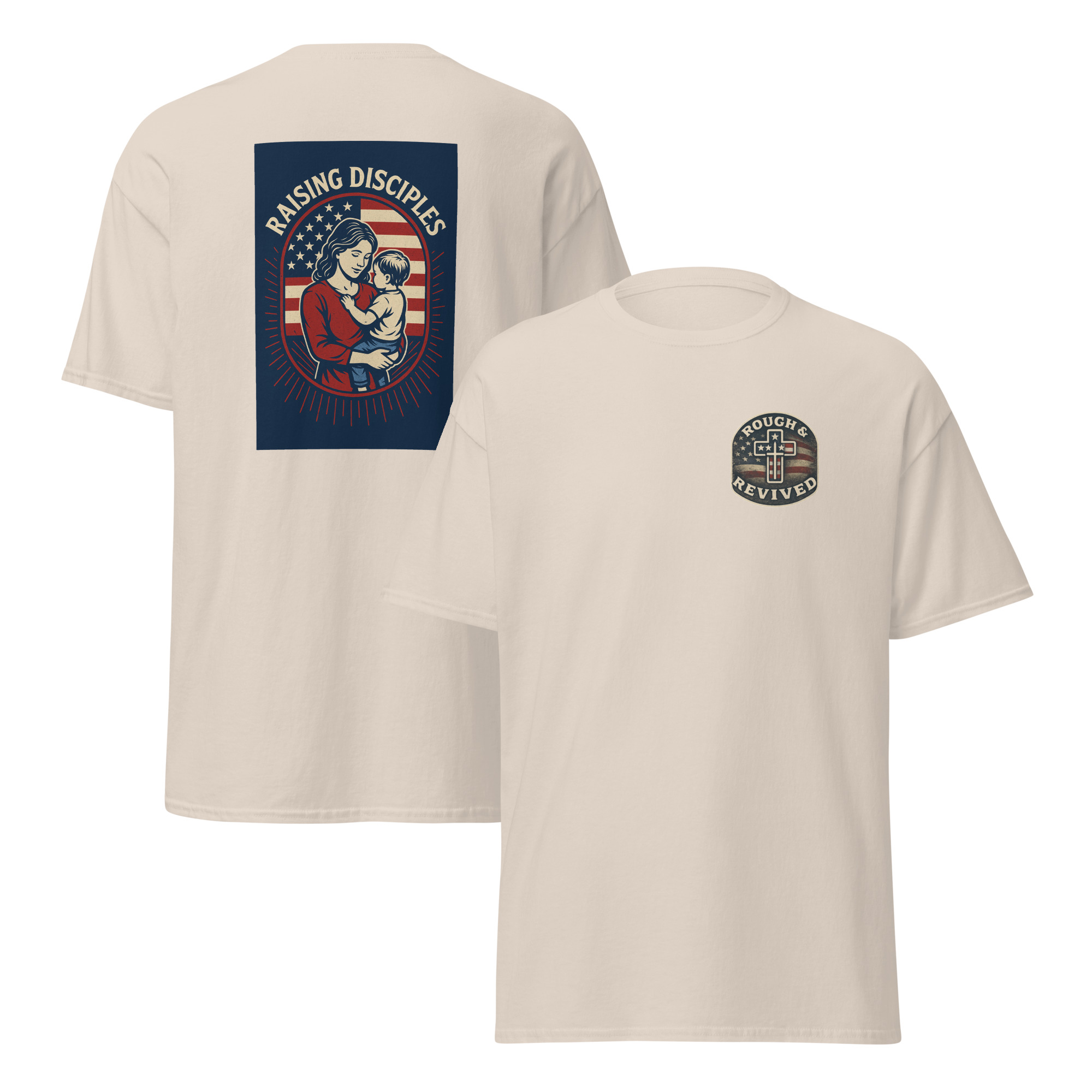 Raising Disciples Patriotic Mom & Child Christian T-Shirt – Faith-Filled American Family Tee - Image 12