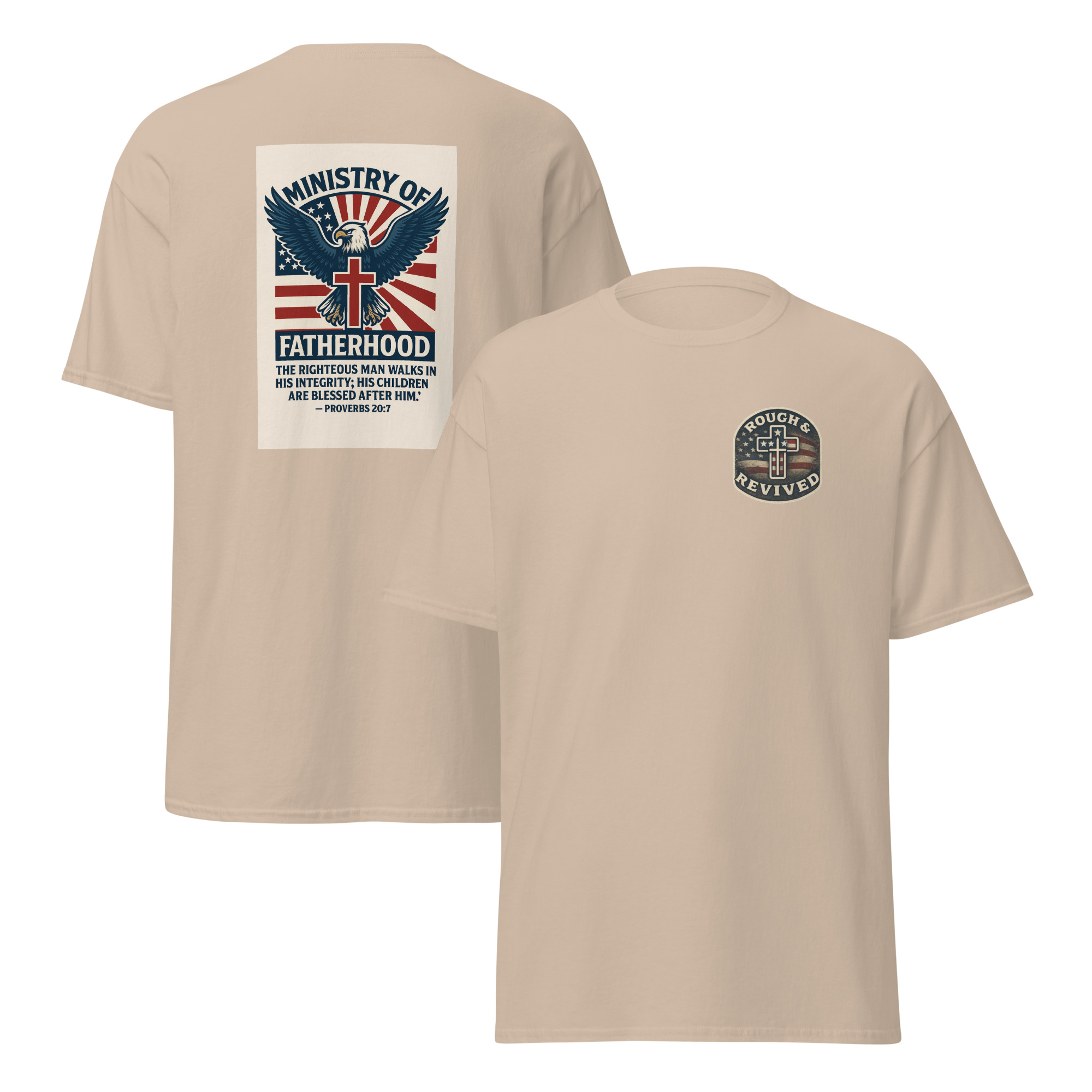 Ministry of Fatherhood Patriotic Eagle & Cross T-Shirt – Christian Dad Leadership Tee - Image 8
