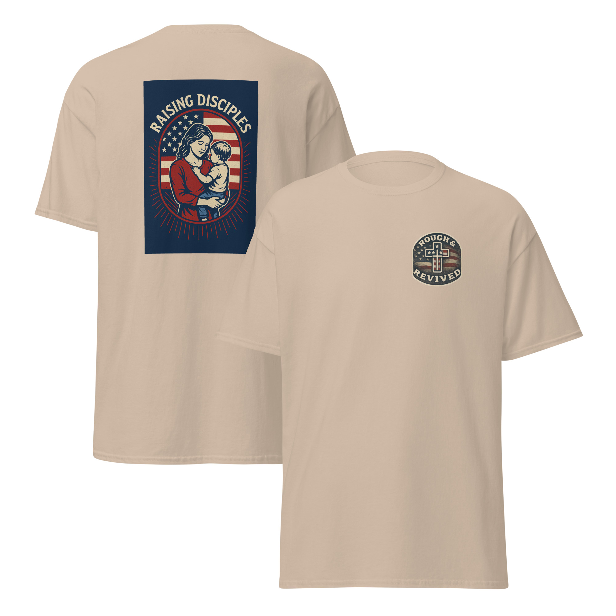 Raising Disciples Patriotic Mom & Child Christian T-Shirt – Faith-Filled American Family Tee - Image 11