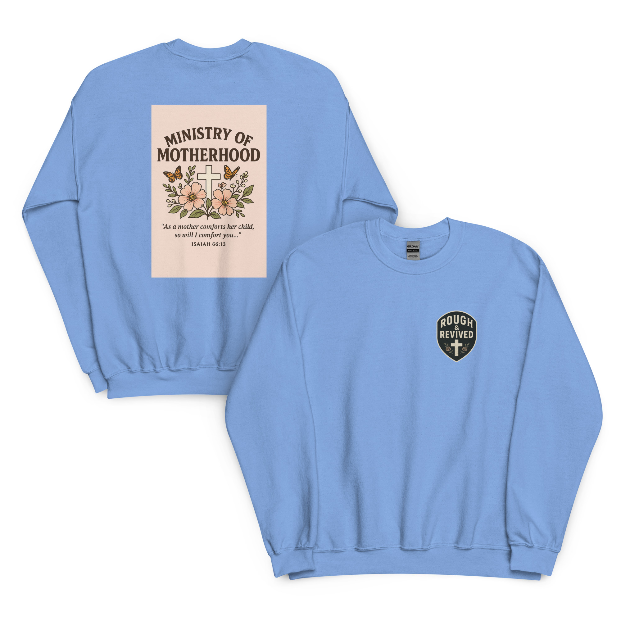 Ministry of Motherhood Floral Cross Sweater | Faith-Filled Christian Mom Apparel