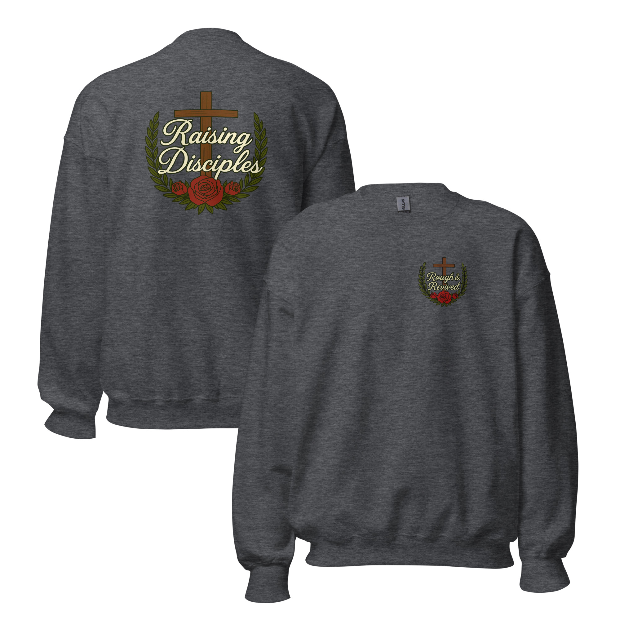 Raising Disciples Christian Sweatshirt – Cross & Roses Design | Faith Family Sweatshirt | Rough & Revived - Image 5