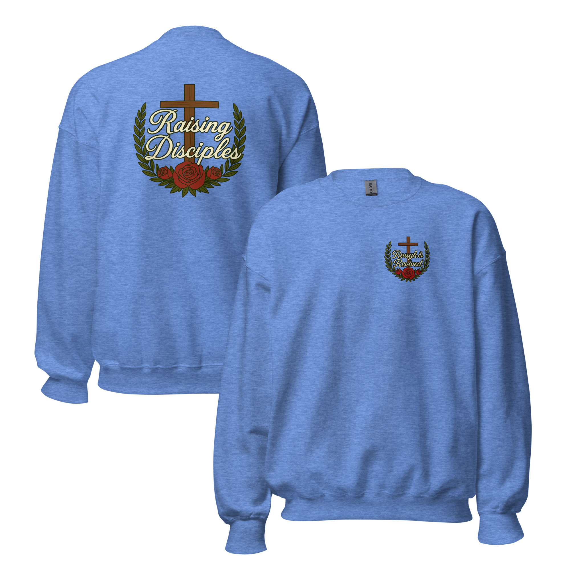 Raising Disciples Christian Sweatshirt – Cross & Roses Design | Faith Family Sweatshirt | Rough & Revived - Image 8
