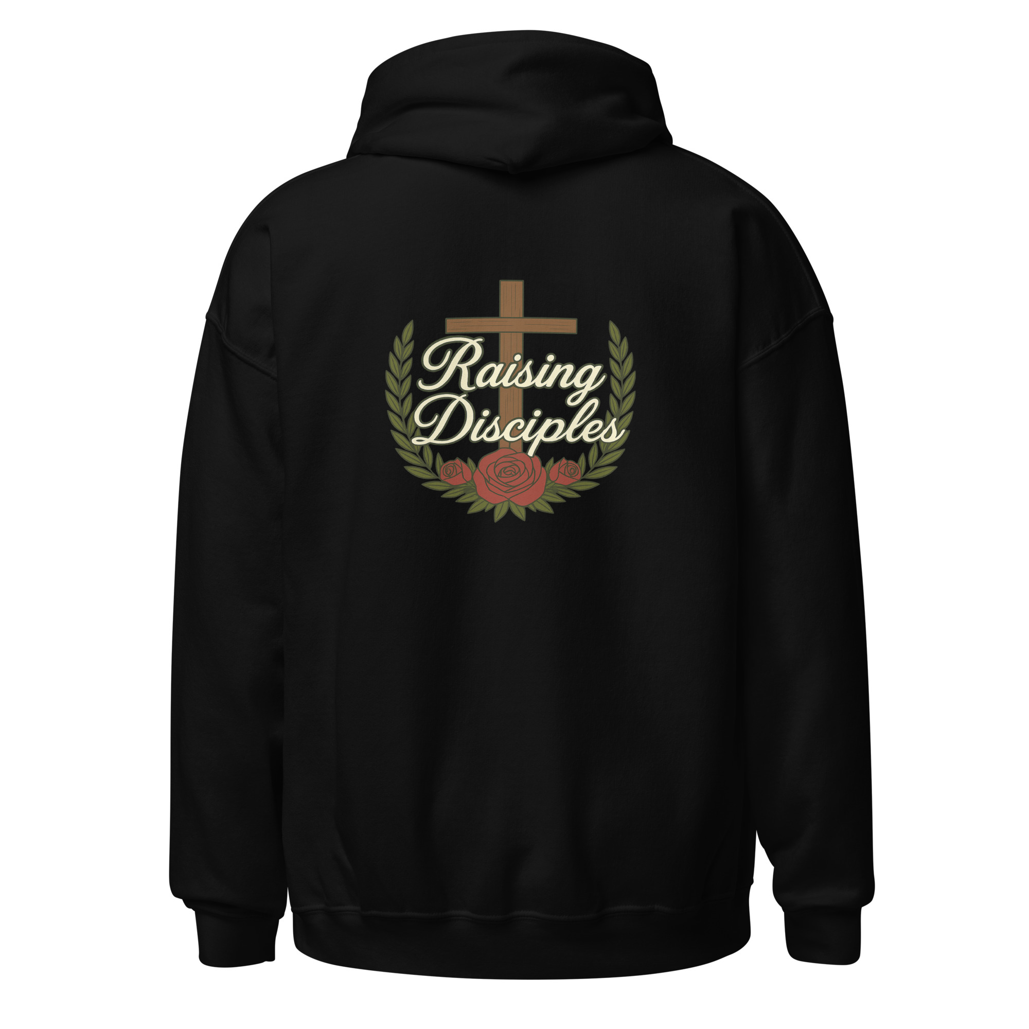 Raising Disciples Christian Hoodie with Roses & Cross Hoodie - Image 4