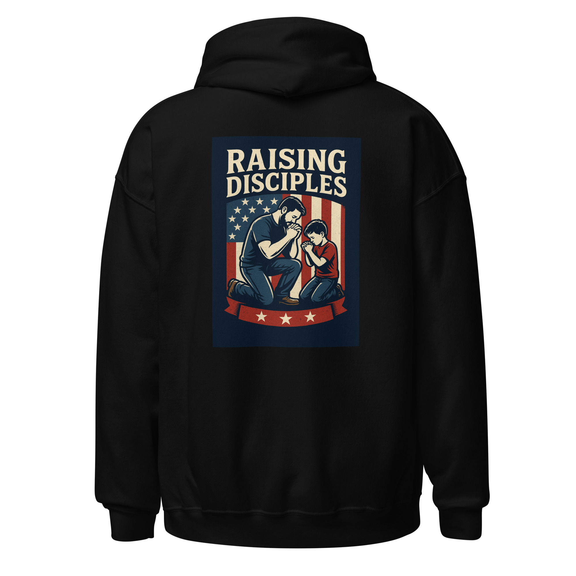 Raising Disciples Patriotic Prayer Hoodie – Christian Father & Son American Flag Hoodie - Image 4