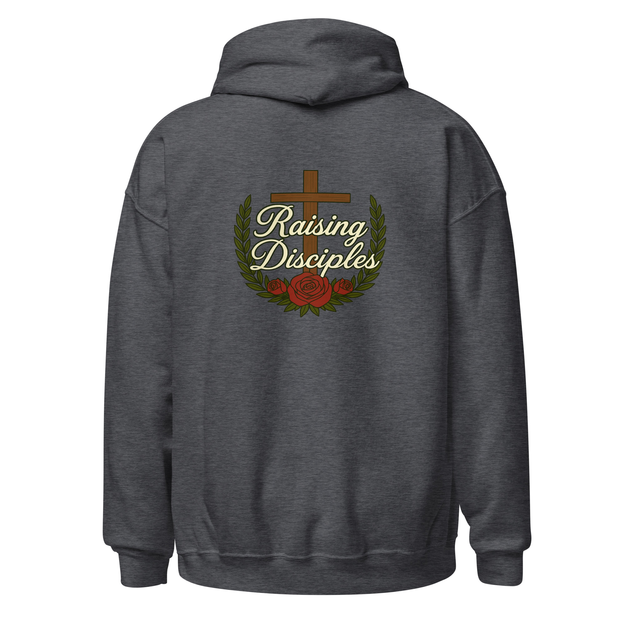 Raising Disciples Christian Hoodie with Roses & Cross Hoodie - Image 2