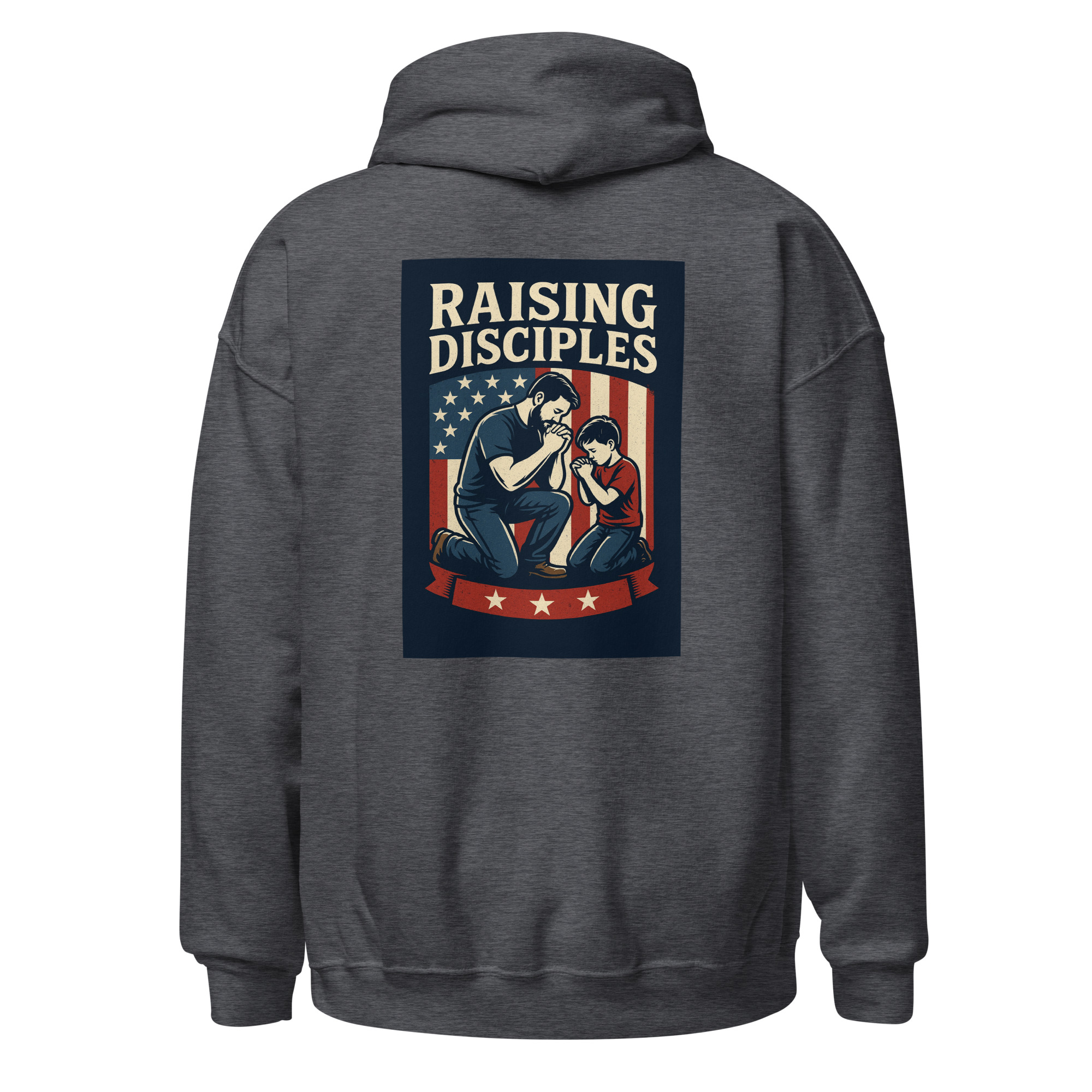 Raising Disciples Patriotic Prayer Hoodie – Christian Father & Son American Flag Hoodie - Image 14