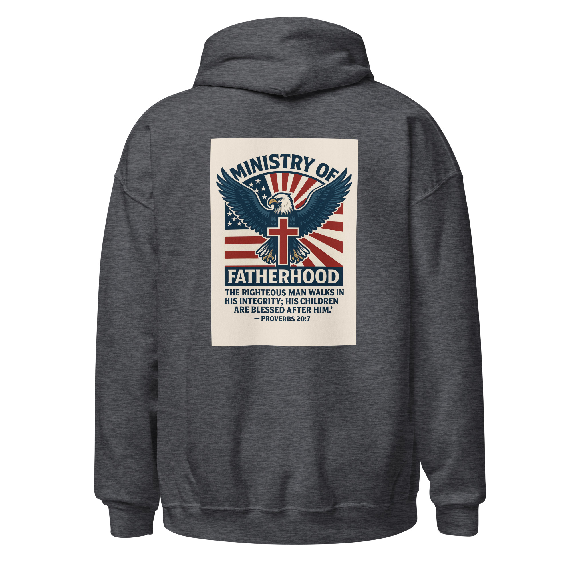 Ministry of Fatherhood Patriotic Eagle & Cross Hoodie – Christian Dad Leadership Hoodie - Image 14