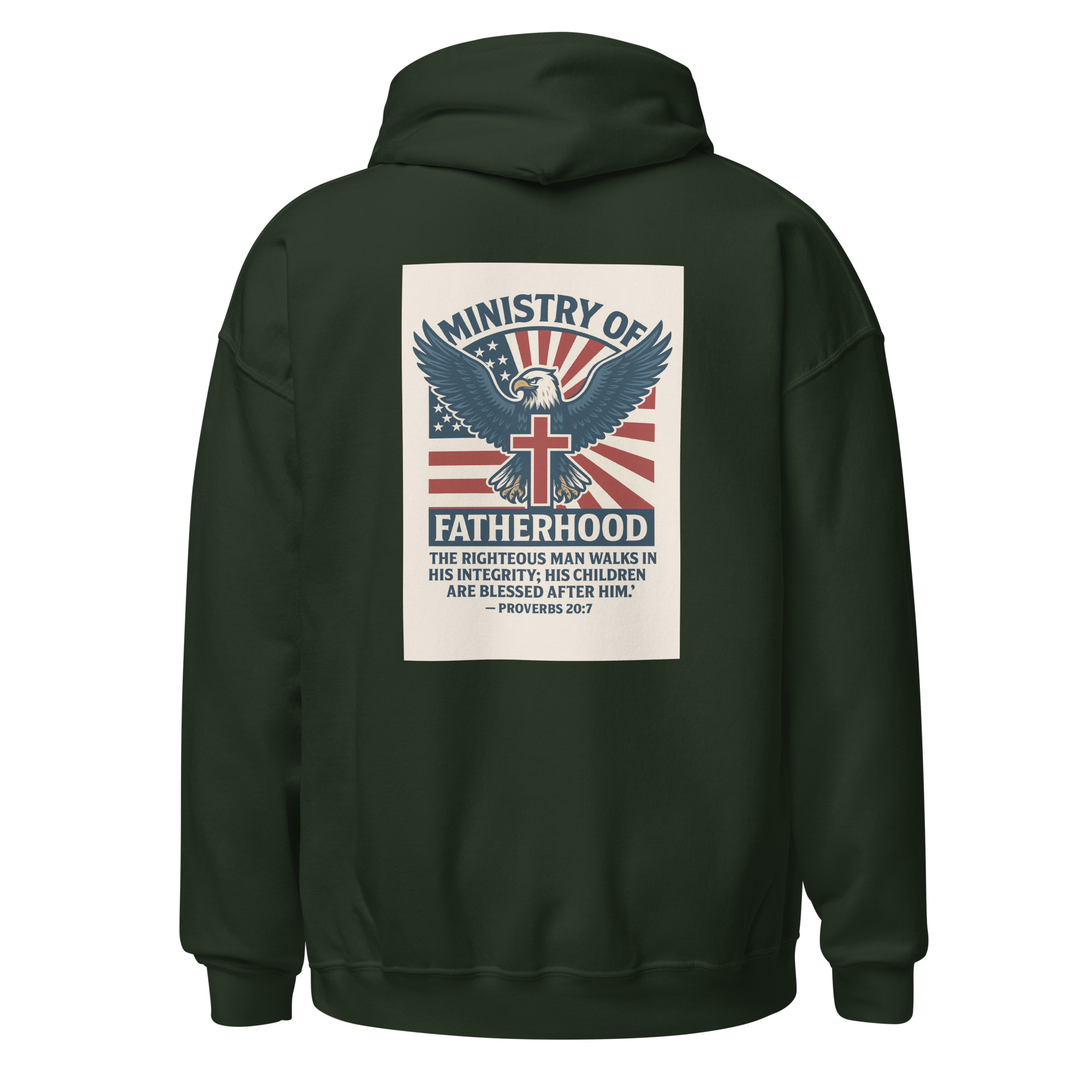Ministry of Fatherhood Patriotic Eagle & Cross Hoodie – Christian Dad Leadership Hoodie - Image 10