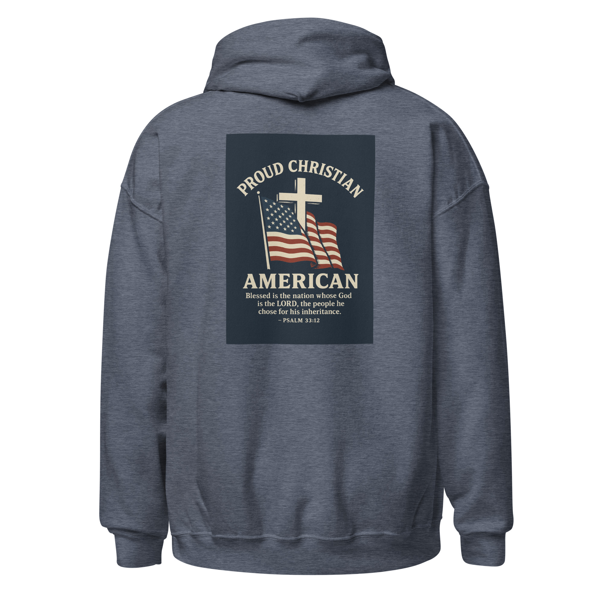 Proud Christian American “Rough & Revived” Hoodie – Cross Logo Front + Patriotic Back Design - Image 17