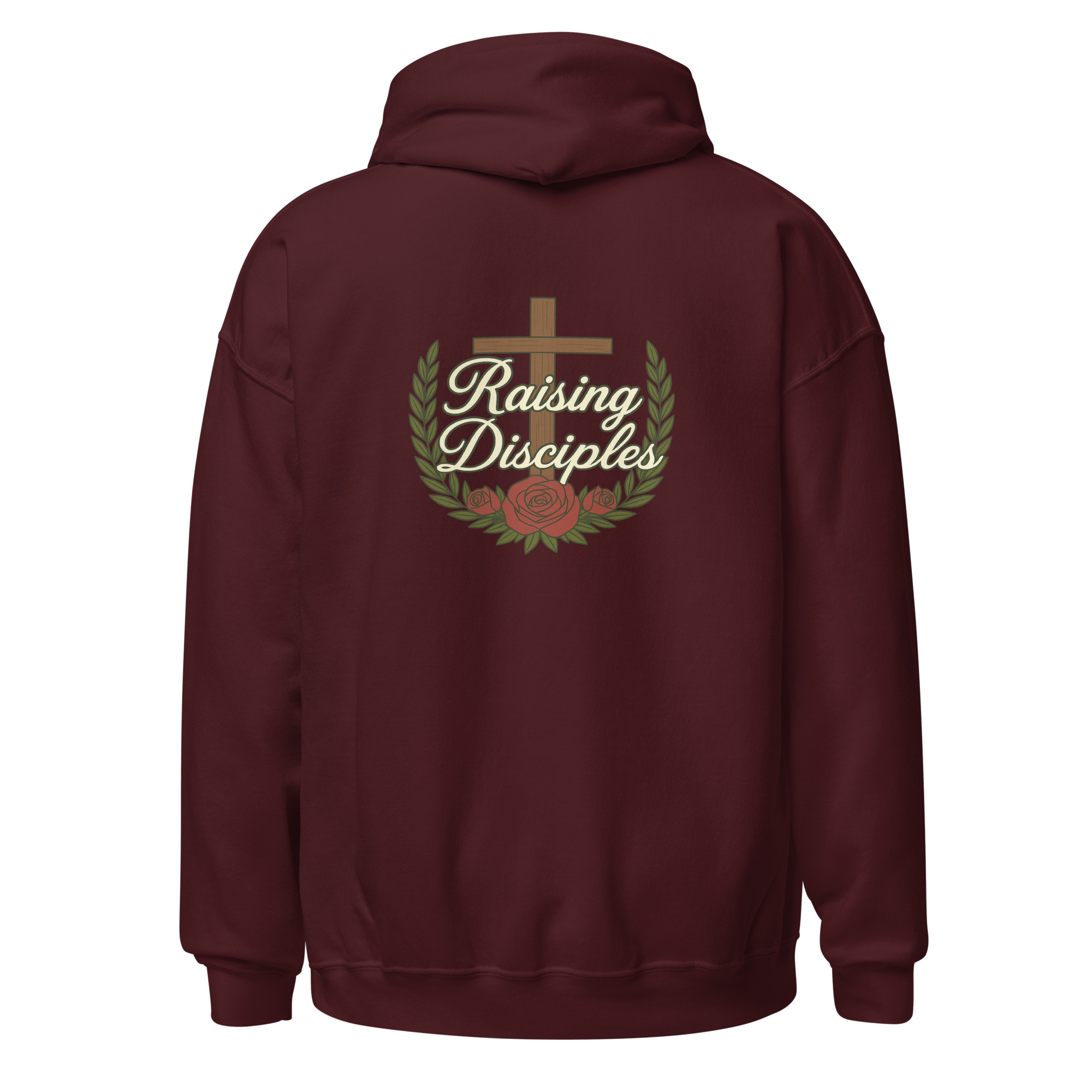 Raising Disciples Christian Hoodie with Roses & Cross Hoodie - Image 8