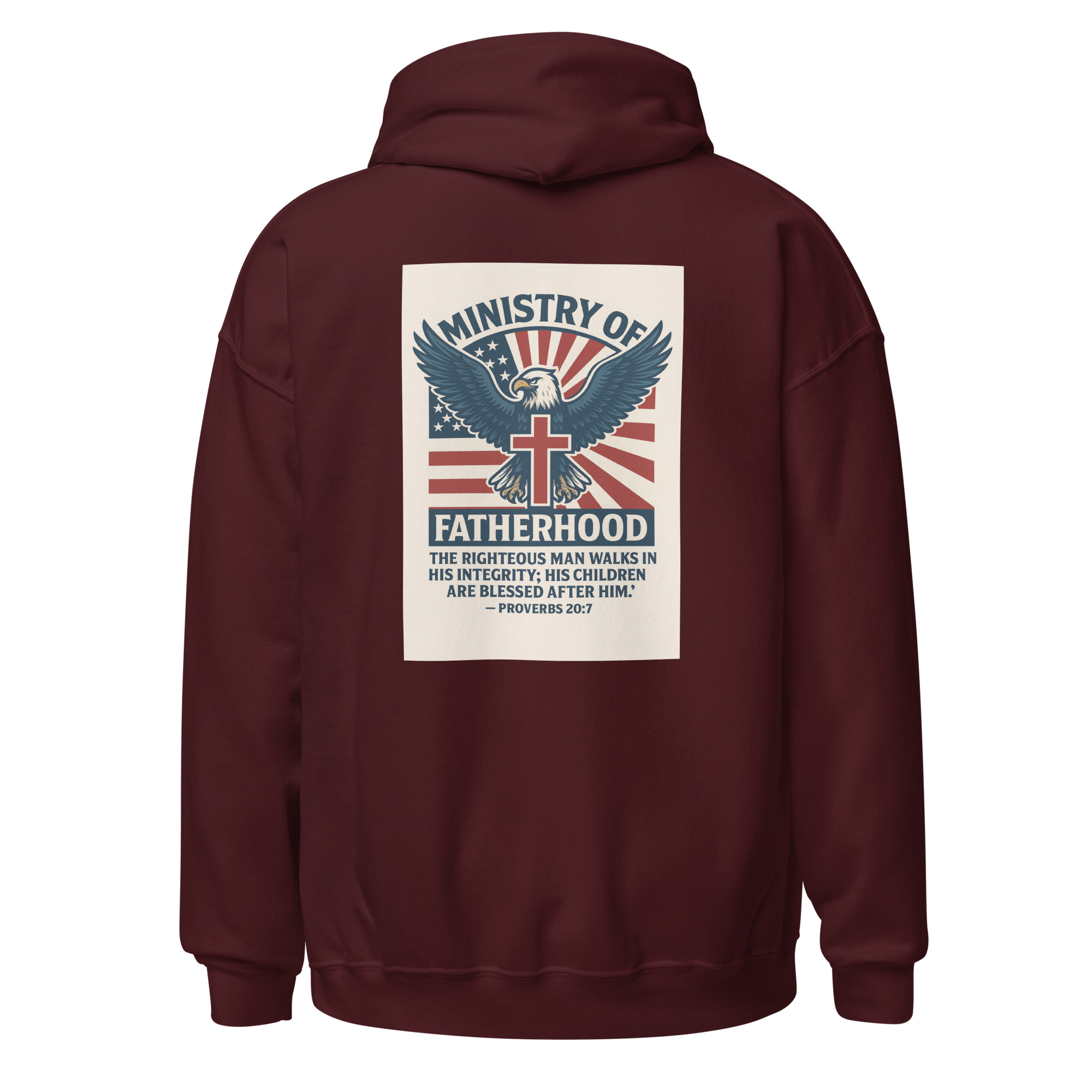 Ministry of Fatherhood Patriotic Eagle & Cross Hoodie – Christian Dad Leadership Hoodie - Image 8