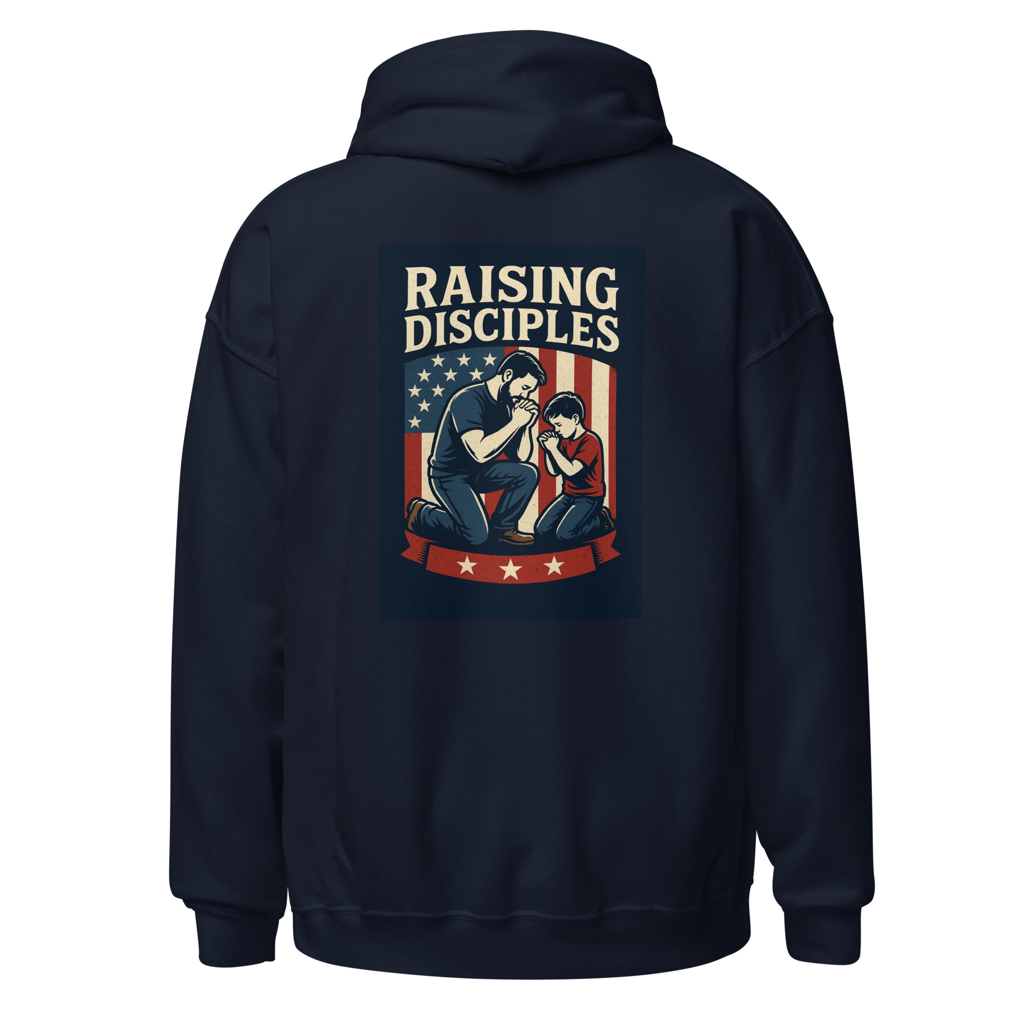 Raising Disciples Patriotic Prayer Hoodie – Christian Father & Son American Flag Hoodie - Image 6