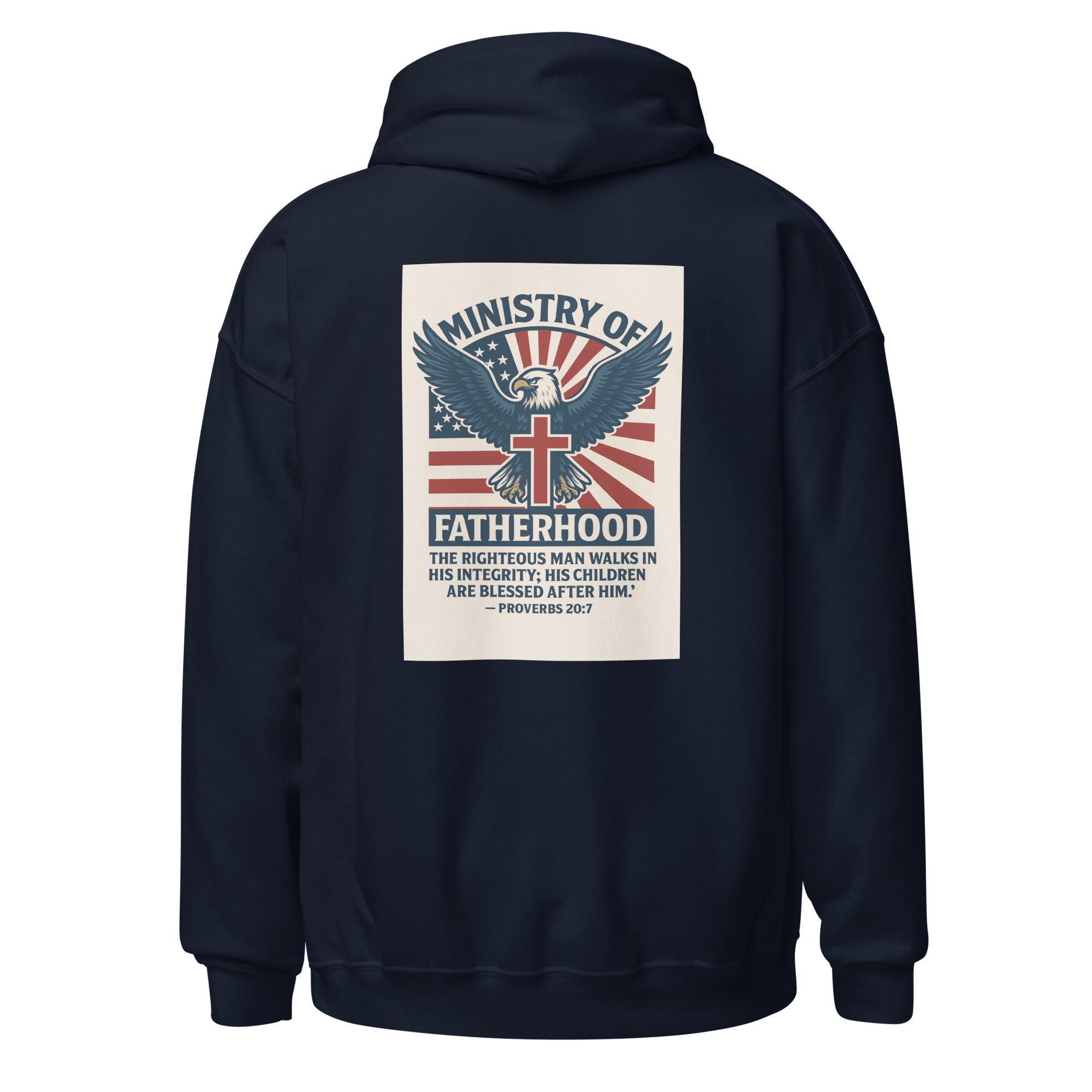 Ministry of Fatherhood Patriotic Eagle & Cross Hoodie – Christian Dad Leadership Hoodie - Image 6
