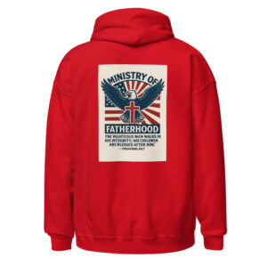 Ministry of Fatherhood Patriotic Eagle & Cross Hoodie – Christian Dad Leadership Hoodie
