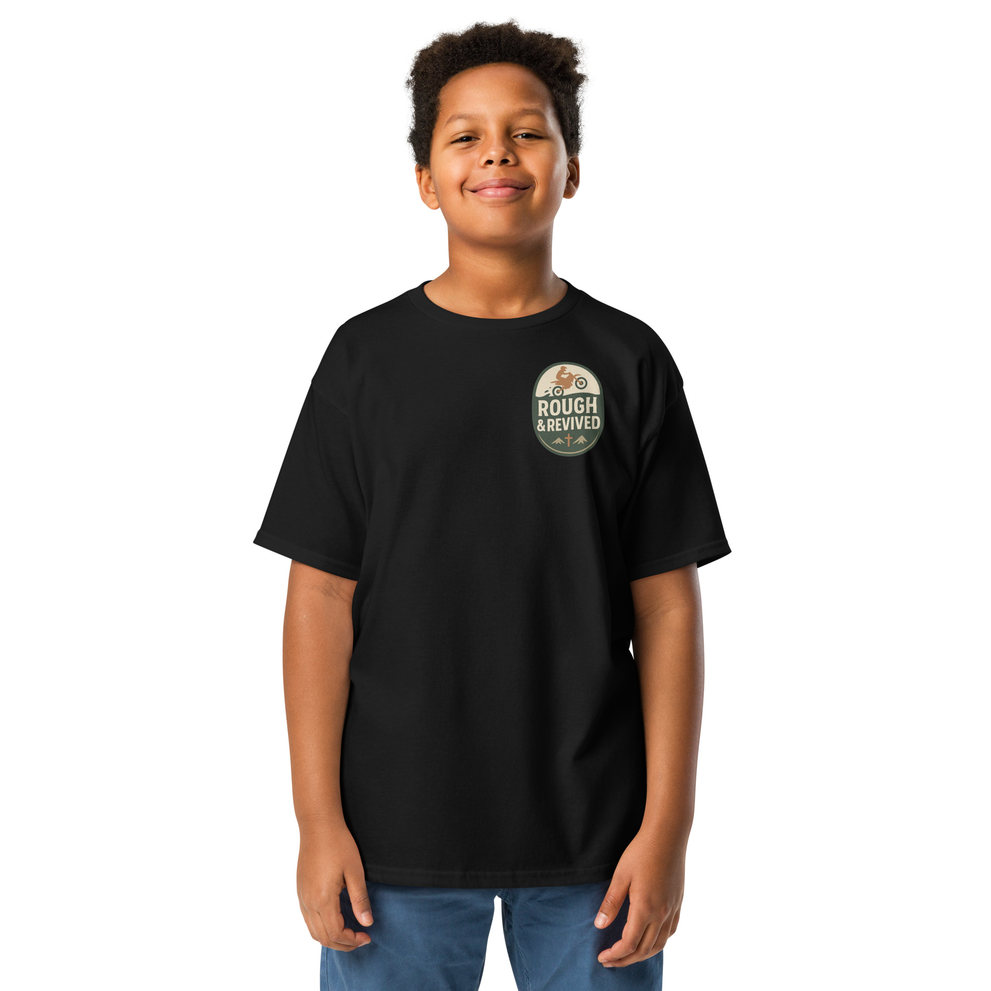Little Disciple Dirt Bike Tee – Christian Boys Motocross Shirt | Rough & Revived Kids Apparel
